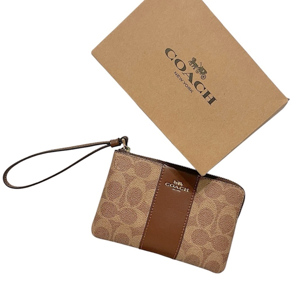 Coach Brown Wristlet monogram classic neutral old money new capsule wardrobe